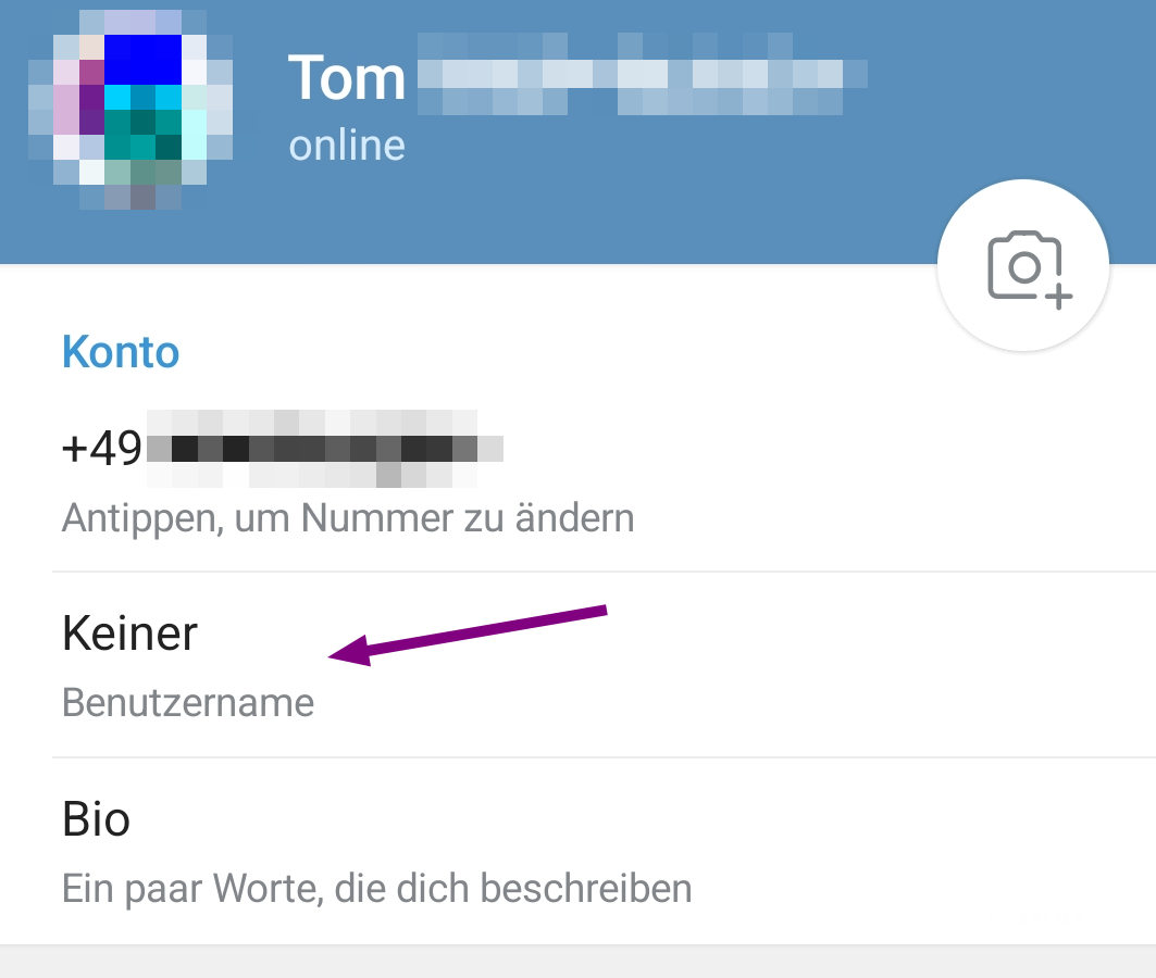 Profil-Einstellungen Username