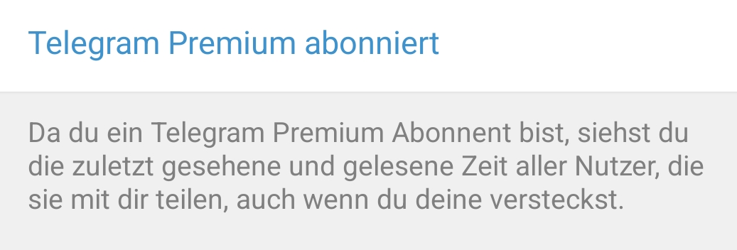 Ausnahme mit Telegram Premium