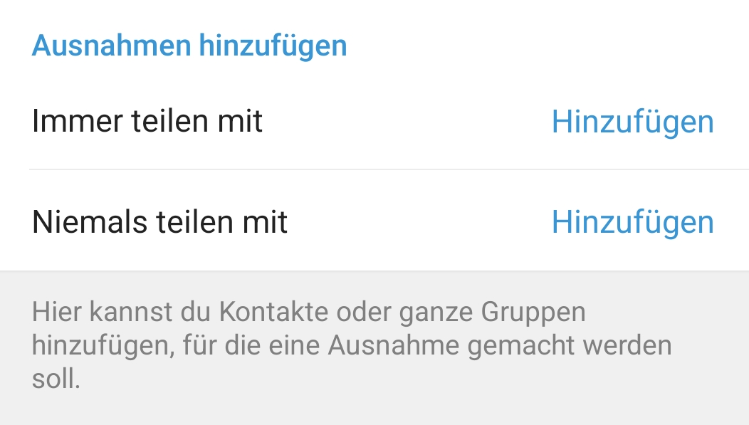 Ausnahmen für den Onlinestatus